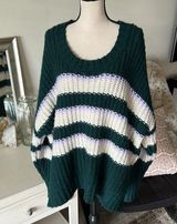 Aerie offline green cream striped chunky knit oversized comfy lounge sweater XXL Photo 0