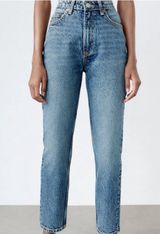 Zara High Waisted Mom Denim Jeans Medium Wash 6 Photo 0
