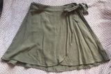 American Eagle Outfitters olive green tie front wrap skirt Photo 0