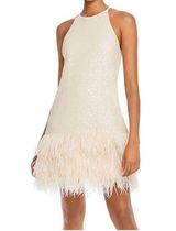 Lucy Paris  sequined mini dress with feathers Photo 0