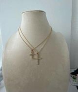 Boutique Delicate gold tone Rhinestone cross necklace set Photo 0