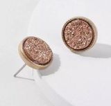 Rose Gold Druzy Earrings. Pink Photo 0