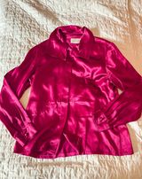 Susan Bristol Red Satin Button Down Blouse Size 8 Photo 0