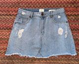COTTON ON DISTRESSED DENIM CUT OFF A LINE MINI SKIRT Photo 0
