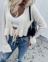 SheIn Tie Crop Sweater Photo 0