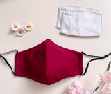 Handmade burgundy face mask + 2 filters  Photo 0