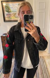 LF Roses Dark Grey Jean Jacket Photo 0