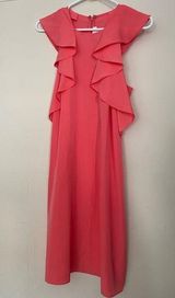 Charming Charlie EUC  Coral Pink Ruffle Front Sleeveless Cocktail Dress Sz Medium Photo 0