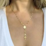 Gold Plated Catholic Rosary Necklace Photo 0