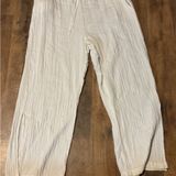 Lucky Brand Cream Linen Drawstring Trousers size Large Photo 0