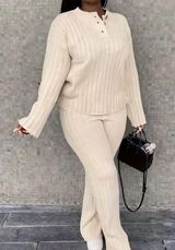 two piece cream/apricot thick sweater set  Photo 0