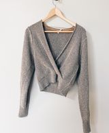 Free People Wrap Brown Sparkle Sweater - Size Small Photo 0