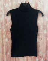Worthington  Black Silk Blend Ribbed Sleeveless Turtleneck Sweater Photo 0