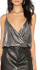 by the way. Revolve Pleated Cami Metallic Top Size Small In Gunmetal Photo 0