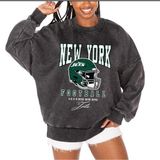 Women's Medium New York Jets Gameday Couture Black VTG Wash Oversized Crewneck Photo 0