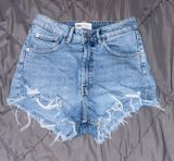 ZARA High Waisted Ripped Denim Shorts Photo 0