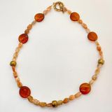 Amber Colored Glass Bead & Gold Plated Earthy Necklace Photo 0