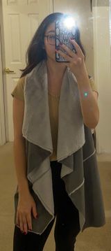 My Beloved gray faux fur faux suede vest size large Photo 0