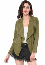 Blank NYC Olive Suede Drape Jacket Photo 0
