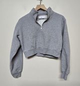 Aritzia Tna Cozy Fleece 1/4 Zip Cropped Sweatshirt Sz S Athletic Hiking Outdoors Gray Photo 0
