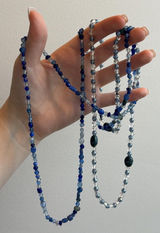 Elegant Blue and Silver Glass Beaded Necklace Photo 0