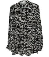 Dalia‎ Collection Black Gray High Low Long Sleeve Button Up Blouse Size XL Photo 0