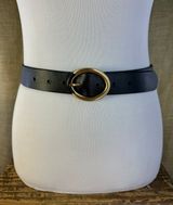 Lands'End Black Leather Belt And Buckle L-XLrg 41-47 Inch Photo 0