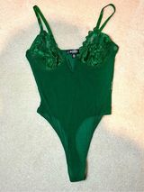 MISSGUIDED Green Mesh High Waist Bodysuit Wired Cups Lace Lingerie Size 4 Photo 0