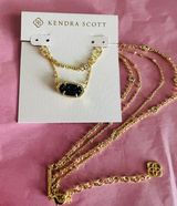 Kendra Scott Necklace Gold with Navy Blue/Black Drusy Stine NWOT Photo 0