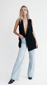 Free People We The Free Lennie Long Vest in Black SZ Small Photo 0