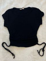 Black Scrunched Side Tie Crop Top Size M Photo 0