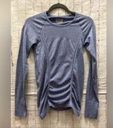 Athleta Women's Fast Track Ruched Long Sleeve Running Workout Top Blue Size XS Photo 0