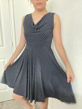 Enfocus Studio Navy Blue Polkadot Dress Photo 0