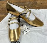 Zara Gold Ballet Buckle Shoes Photo 0