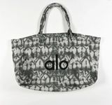 Alo Yoga Cotton Gray White Tie Dye Print Pattern Oversize Gym Tote Bag Purse Photo 0