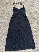 Old Navy Women’s Black Fit & Flare Crinkled Halter Midi Dress Size Small Photo 0
