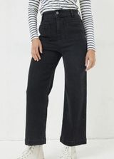 Marks and Spencer Fatface Wide Leg Cropped Jeans US Size 12 NWT Pants Black Photo 0