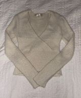 White Wrap Sweater Fuzzy Photo 0