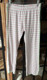 LAKE Pajamas pima long pants bottoms striped pink & green piping Photo 0