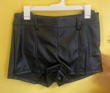 Black Faux Leather Women Shorts Photo 0