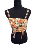 Liberty Love New NWT Floral Ruched Halter Crop Top Small S Double Straps Photo 0