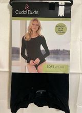 Cuddl Duds Women's Black Long Sleeve Bodysuit Size S Snap Closure Photo 0