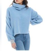 We The Free Free People  Blue Fleece Cowl Neck Sweater Sweatshirt Size Medium Photo 0