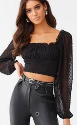 Black Dotted Cropped Top Photo 0