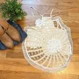 By Anthropologie Women’s Small Pieced Crochet Sweater Tank Ivory Cotton Top Photo 0