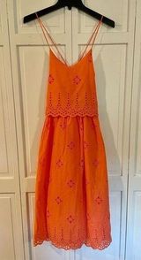 ASOS eyelet coral orange lace up back midi dress 4 Photo 0