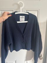 Knit Navy Button Cardigan Photo 0