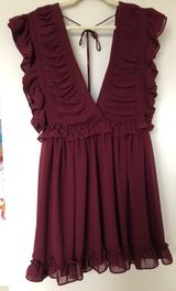 Storia Maroon Deep V Dress Photo 0