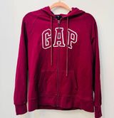 Womens Fleece Arch Logo Full Zip Hoodie sz Large  purplish maroon Photo 0