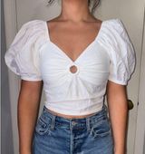 Sim & Sam White Puffy Sleeve Top Photo 0